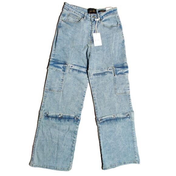 Epic Bleu Denim - Epic Bleu Women’s Size 5 Baggy Convertible Cargo Jeans Light Wash Wide Leg NWT